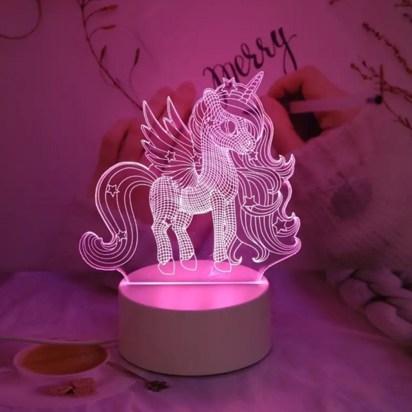 3D Unicorn Night Light - USB Powered, Pink LED with Visual Switch - NWOT - Picture 2 of 7
